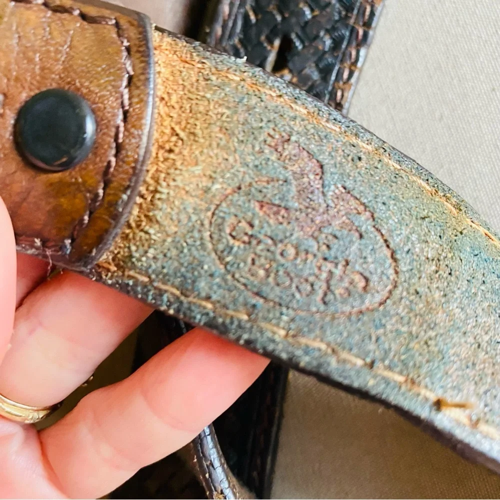 GEORGIA BOOT Brown Leather Hand Tooled Belt 42